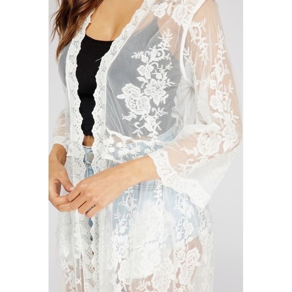 White Lace Embroidery Cardigan - Picture 4 of 6